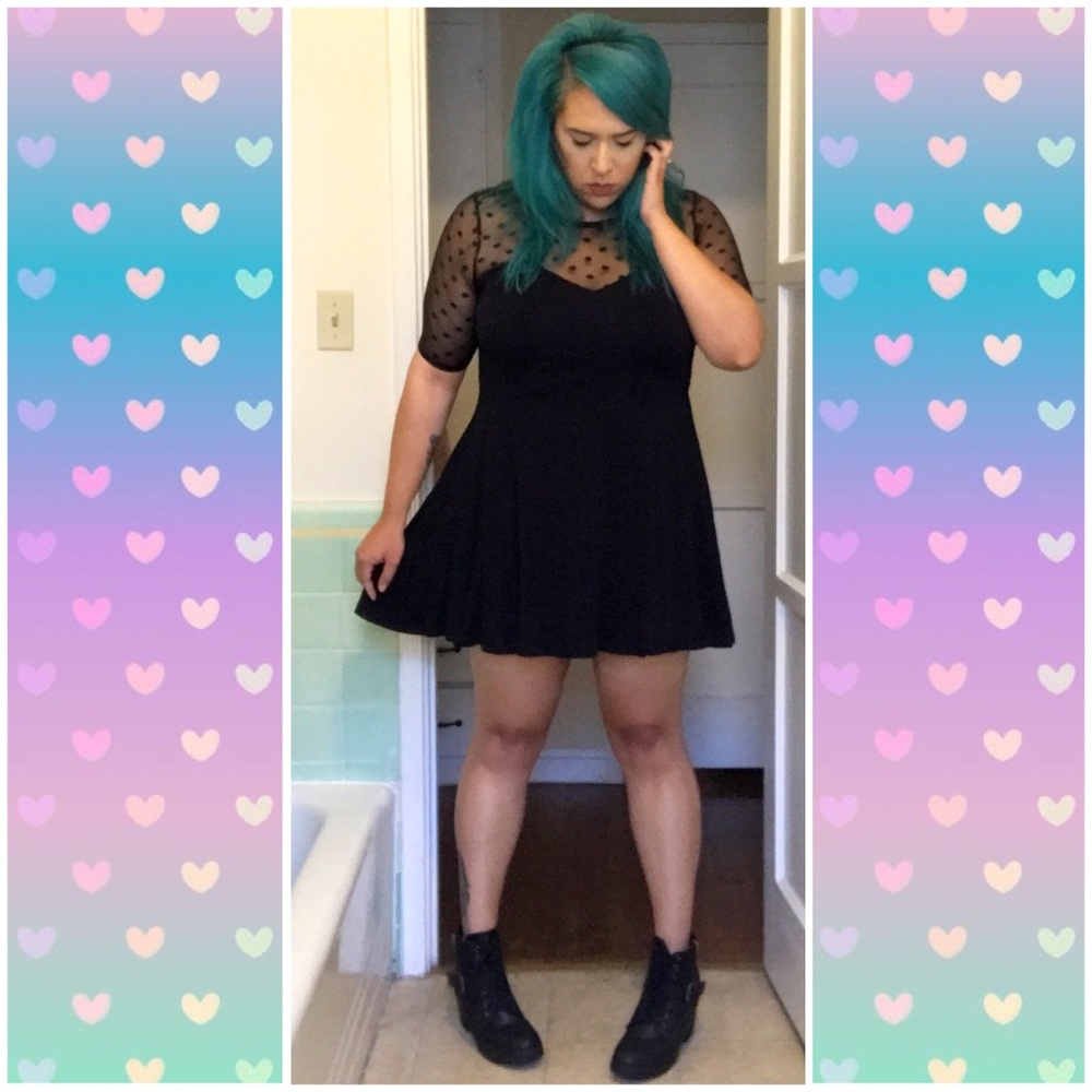 NewLook Sweet❤️ Black Dress w/ Sheer Polka Dot Top